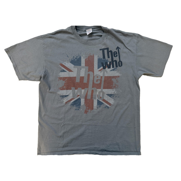 The Who Y2K TShirt Mens XL Gray Union Jack British Flag Band Rock Graphic Tee - Picture 1 of 6